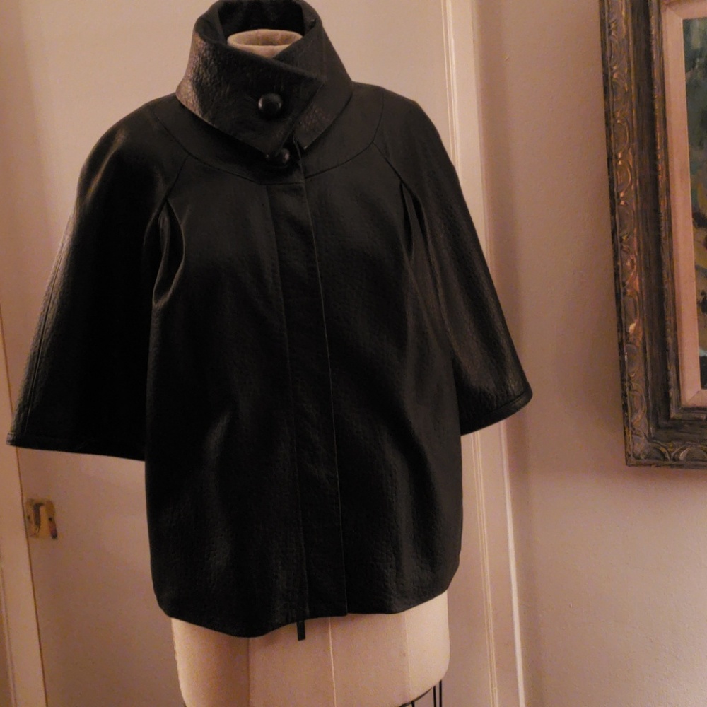 Sheri Bodell funnel neck lamb leather  jacket